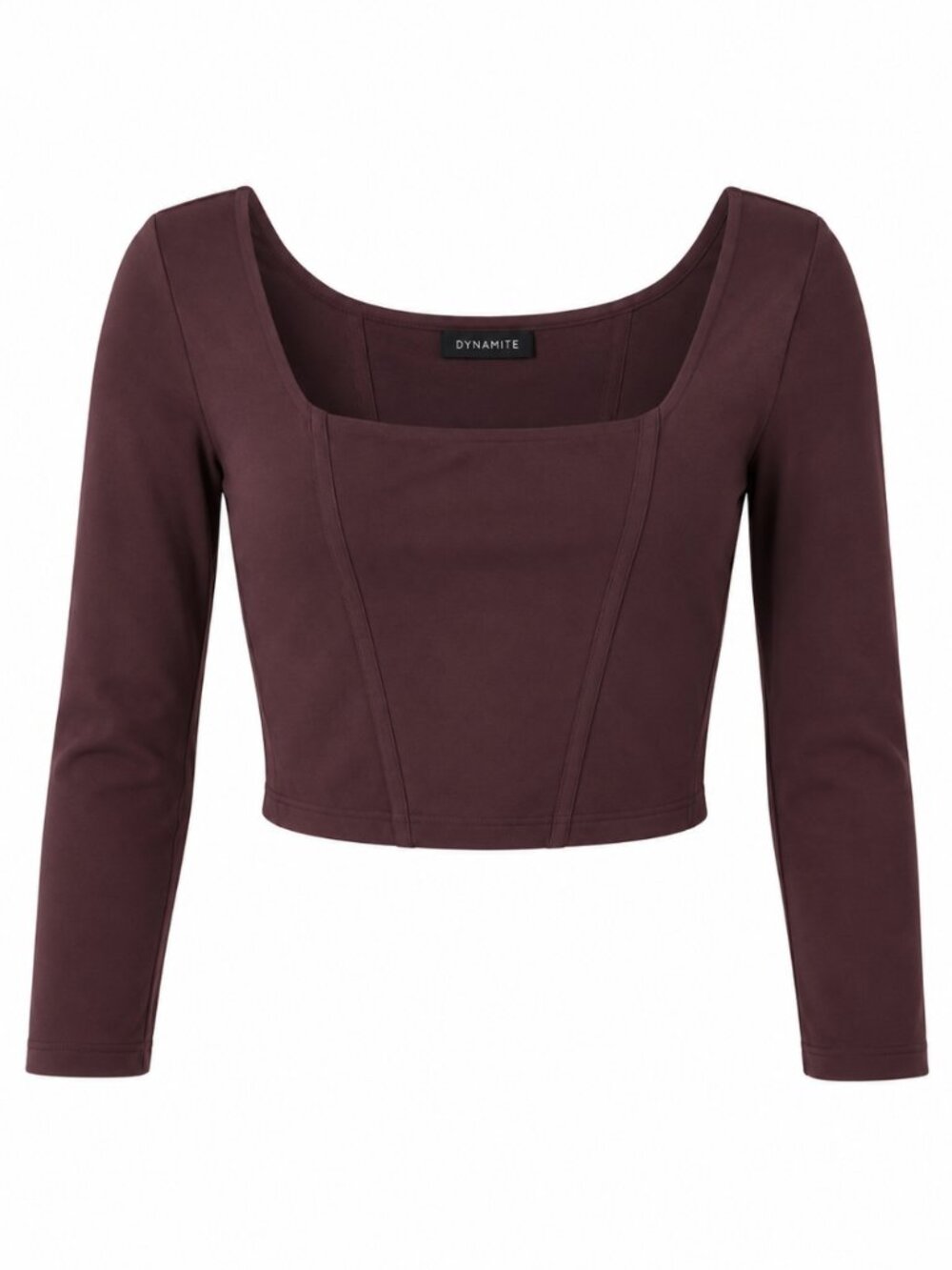 🦋 2/30 Dynamite Burgundy Long Sleeve Corset Crop Top Est S